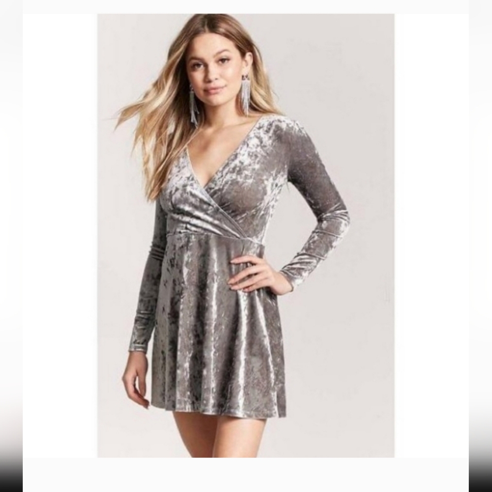 Forever 21 Silver Velvet Dress